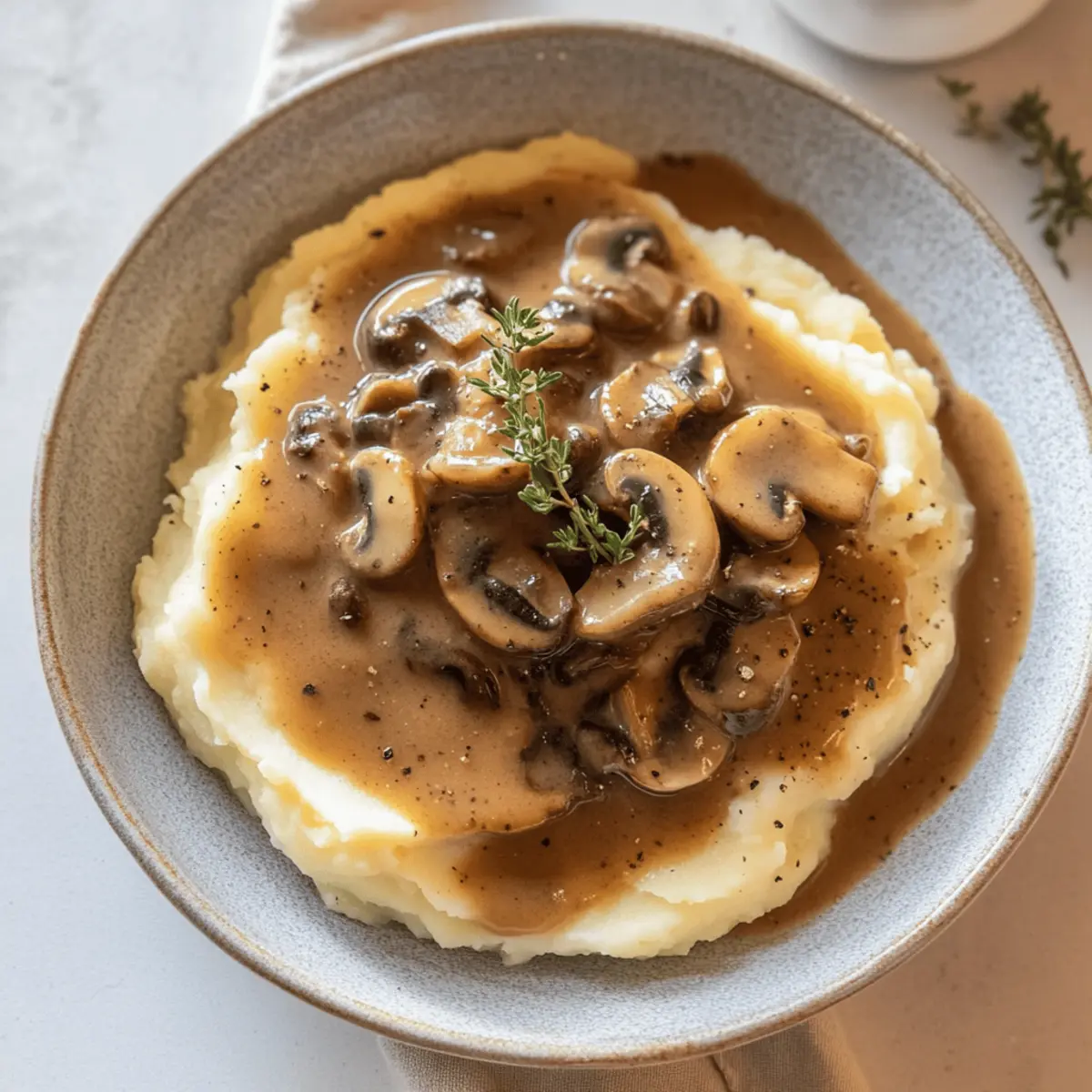 Mashed Potatoes with Mushroom Gravy