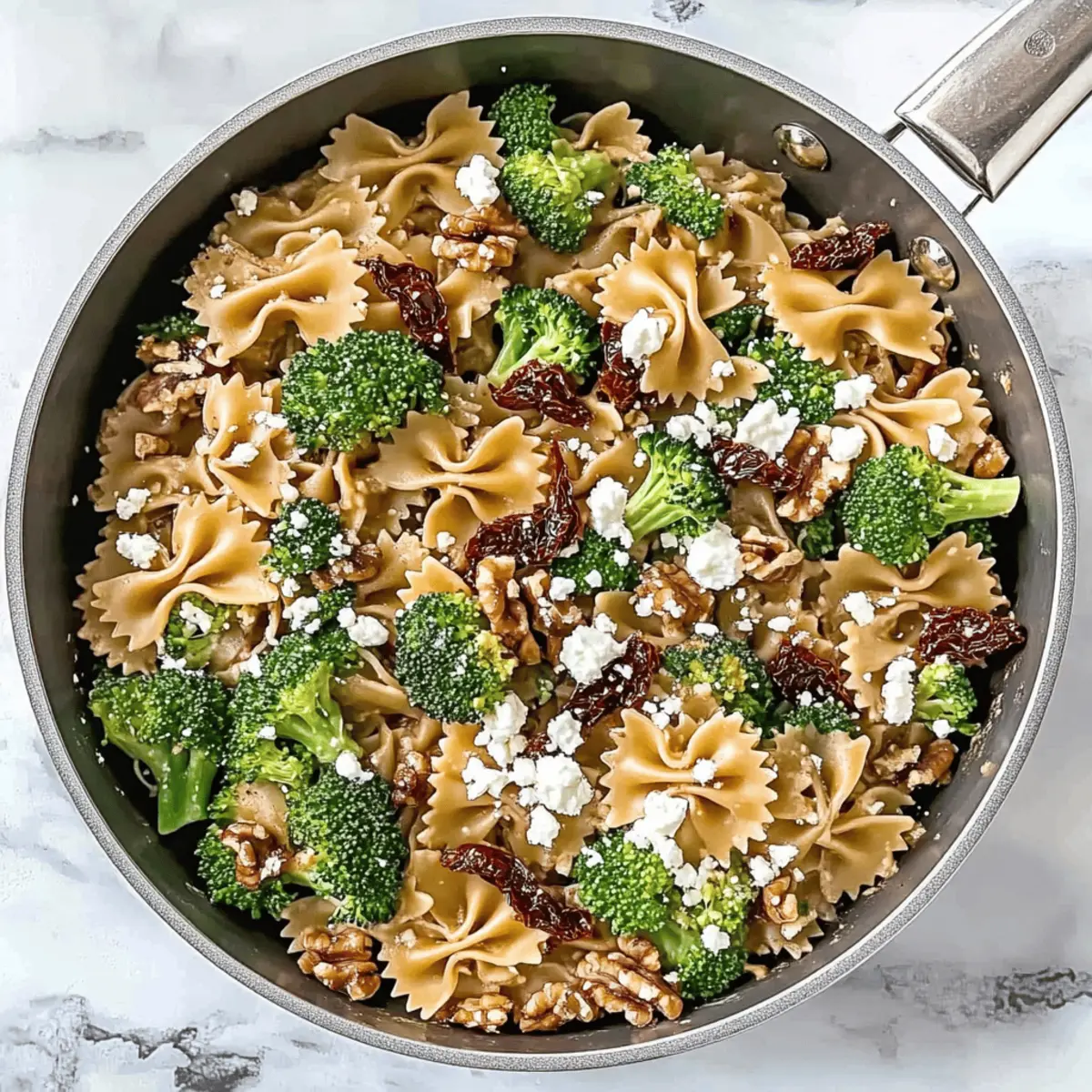 Skillet Pasta with Sun Dried Tomatoes Walnuts and Feta