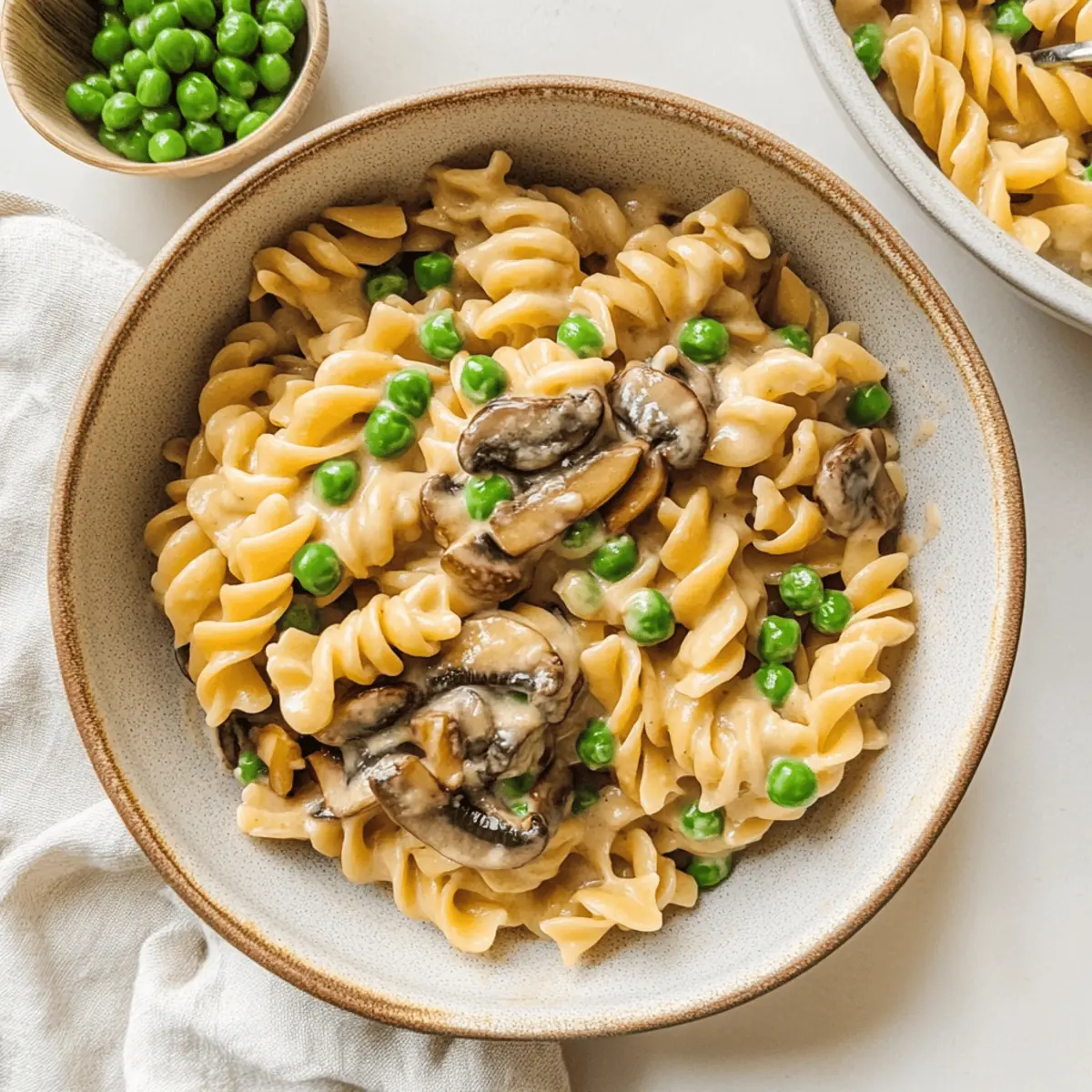 Creamy Pasta with Mushrooms and Peas