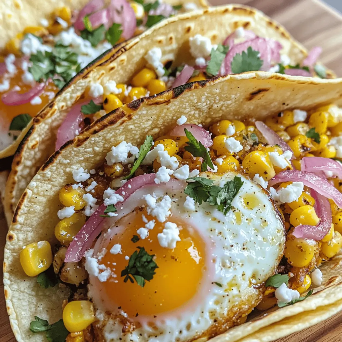 Roasted Corn and Fried Egg Tacos