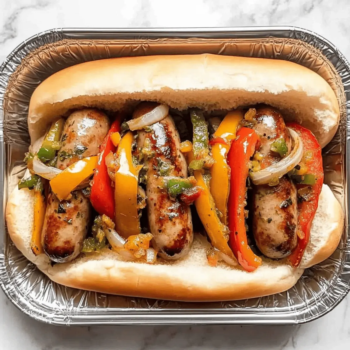 Roasted Bratwurst with Peppers and Onions