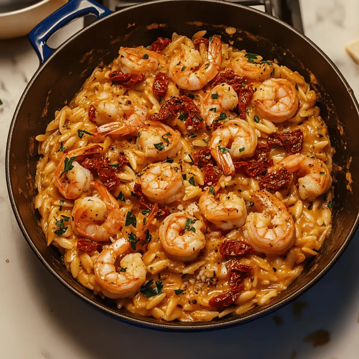 One-Pot Shrimp and Sun-Dried Tomato Orzo