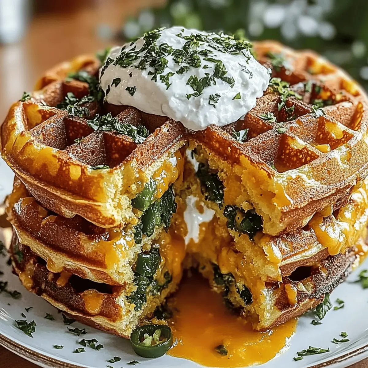 Cheddar Jalapeño Cornbread Waffles