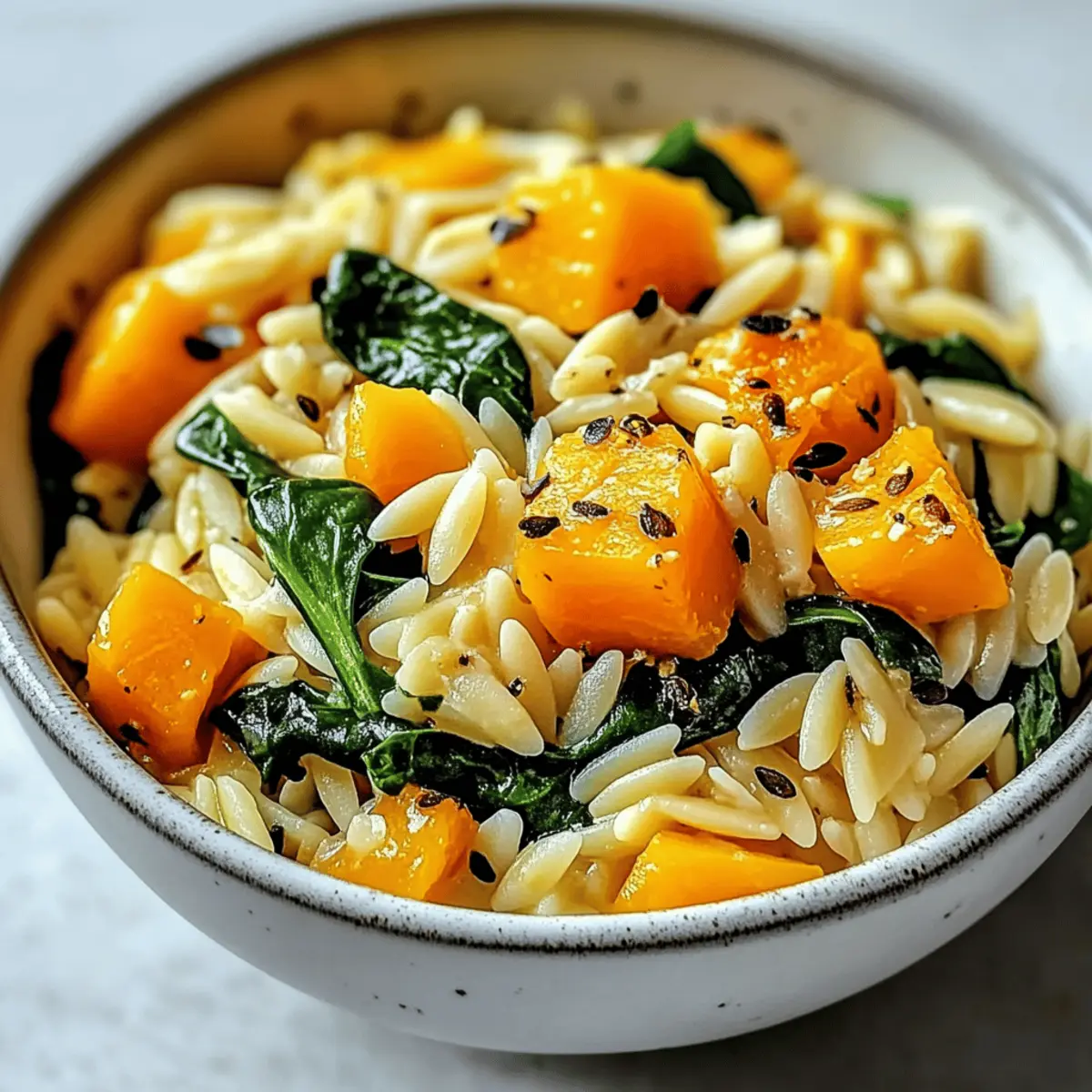 Creamy Orzo with Roasted Butternut Squash and Spinach