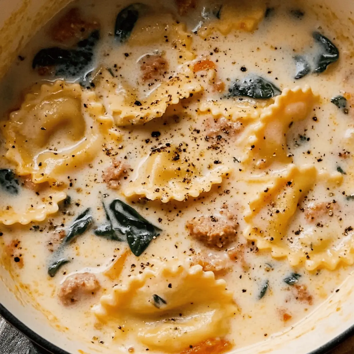 Creamy Tuscan Ravioli Soup