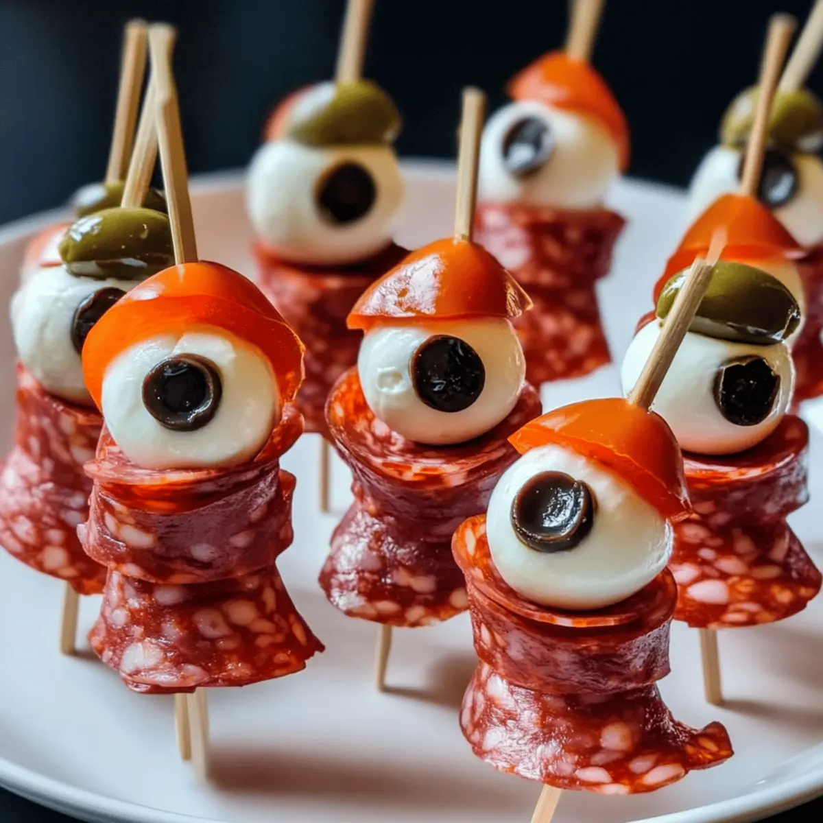 Creepy Skewered Salami Eyeballs