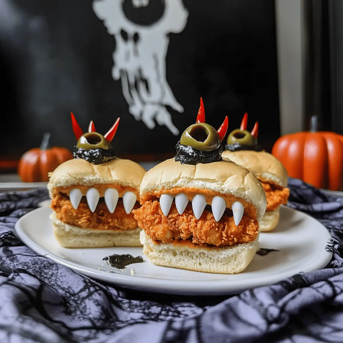 Halloween Chicken Parmesan Sliders