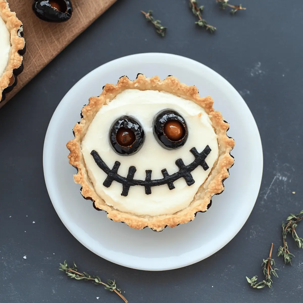 Halloween Jack Skellington Ricotta Olive Tarts