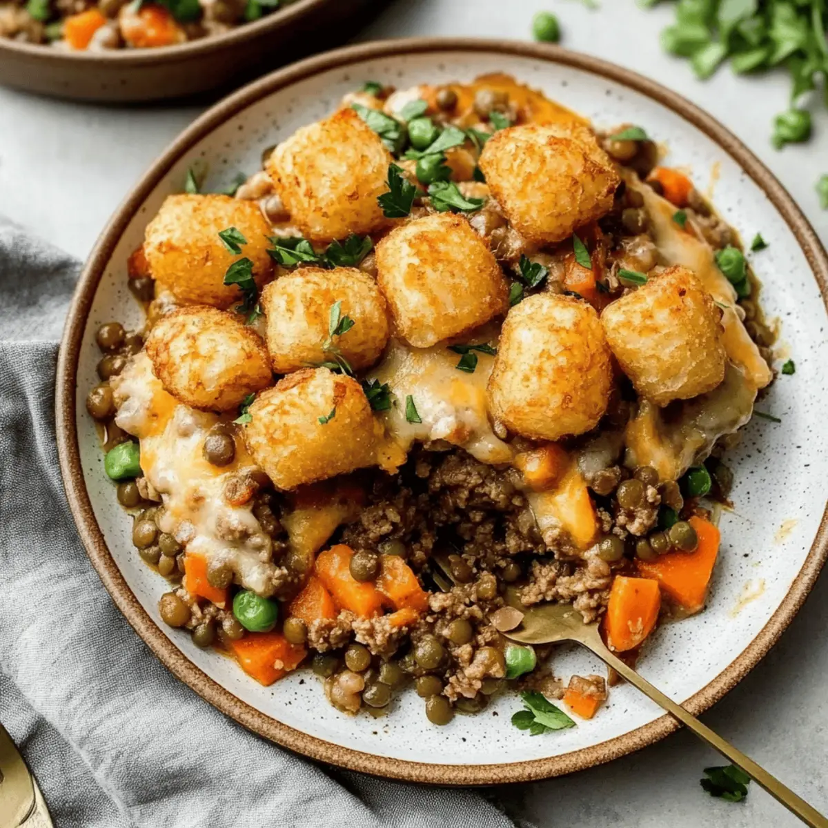 Tater Tot Casserole with Beef and Lentils