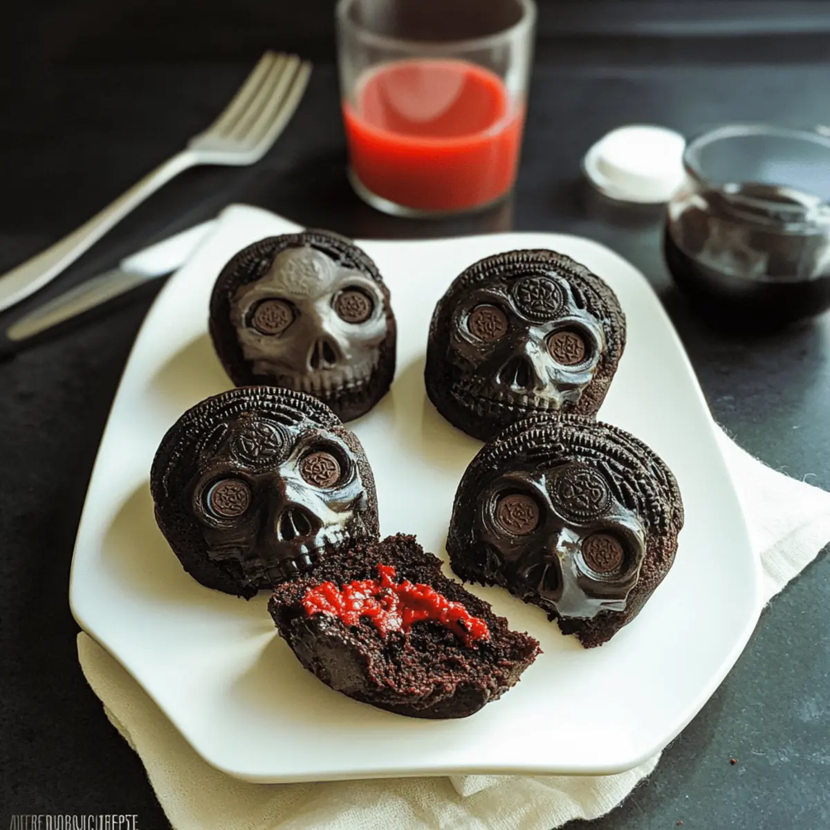 dark chocolate & oreo mini skull cakes