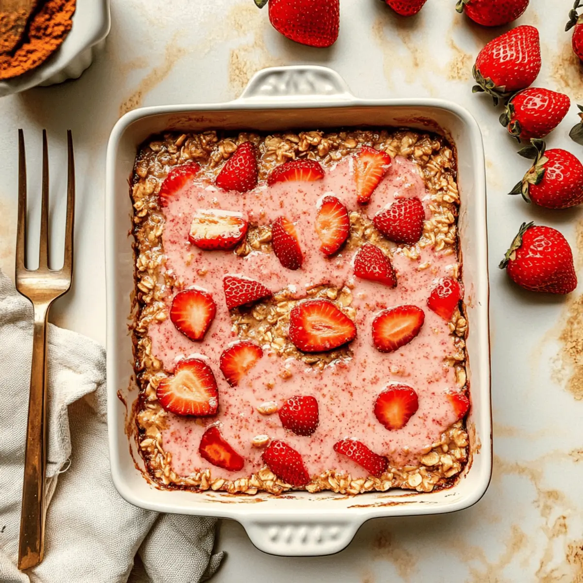 Brown Butter Strawberry Baked Oatmeal