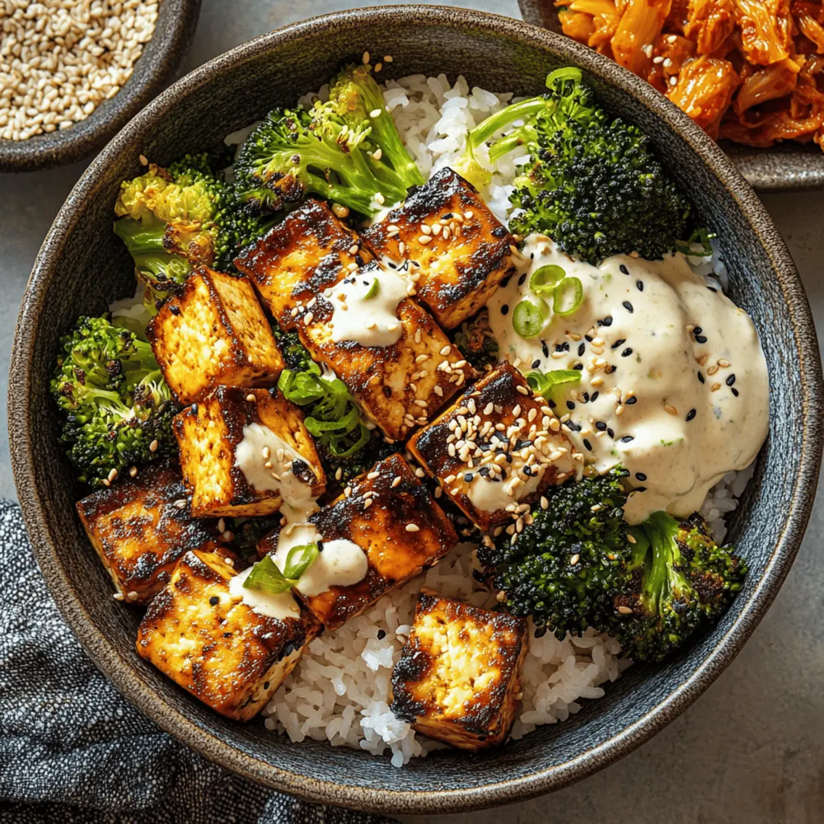 Crispy Tofu Bowls with Kimchi