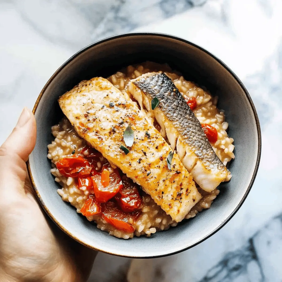 Creamy Tomato Risotto with Pan Fried Barramundi