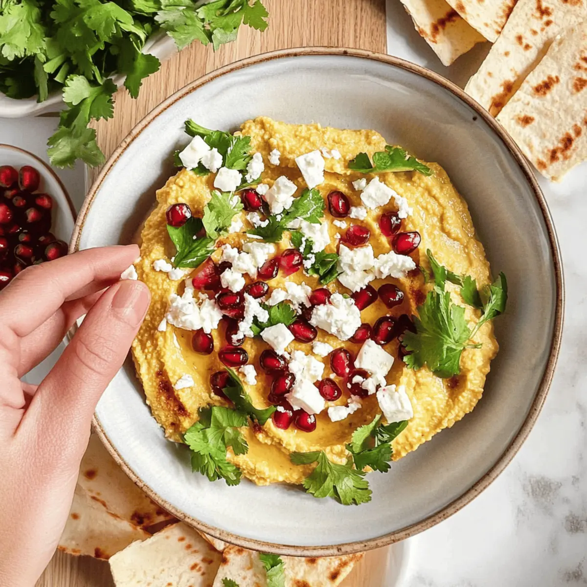 Butternut Hummus with Feta & Pomegranates