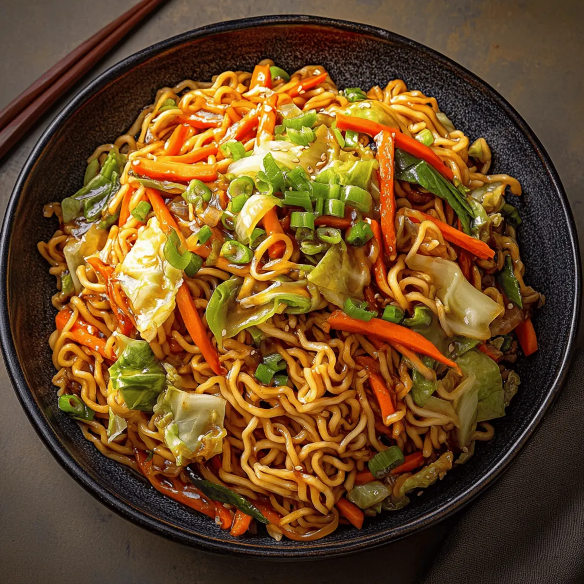 Japanese Yakisoba with Cabbage & Carrots