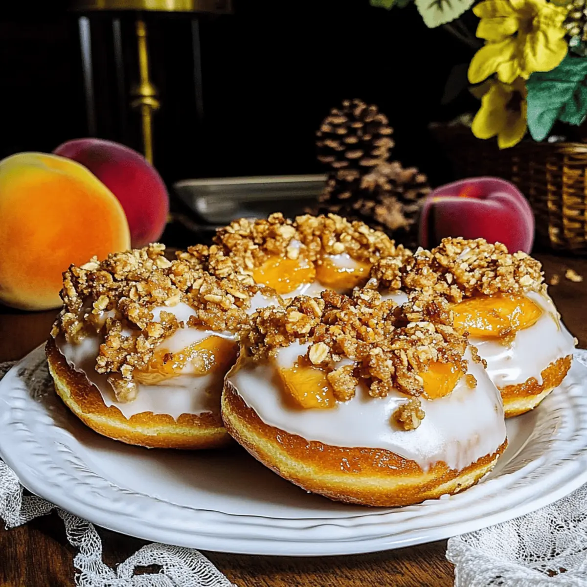Peach Crisp Filled Doughnuts