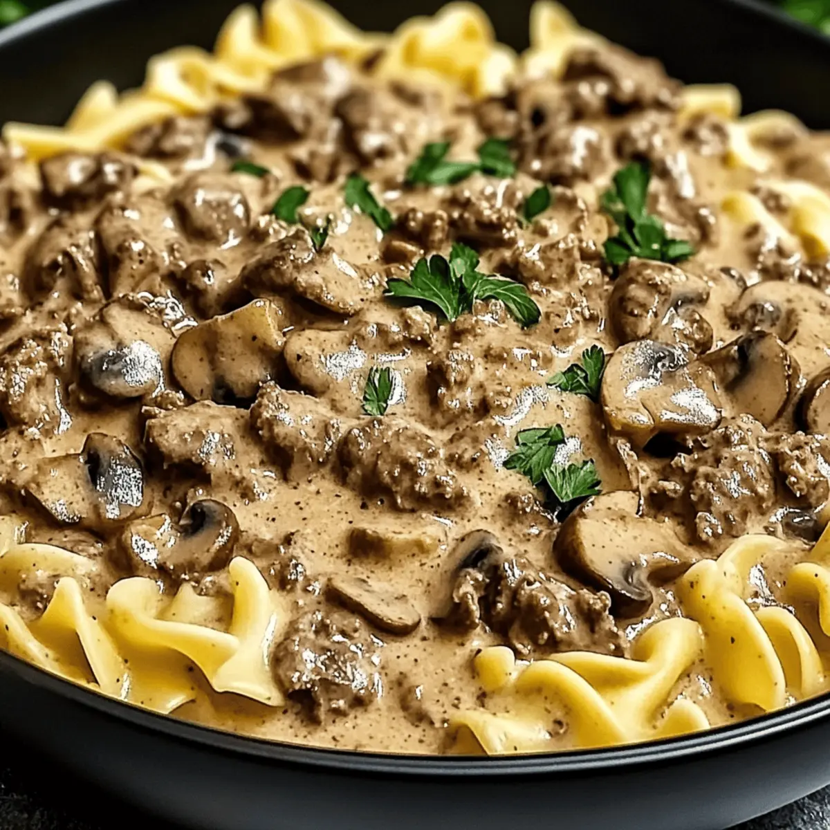 Creamy Ground Beef Stroganoff