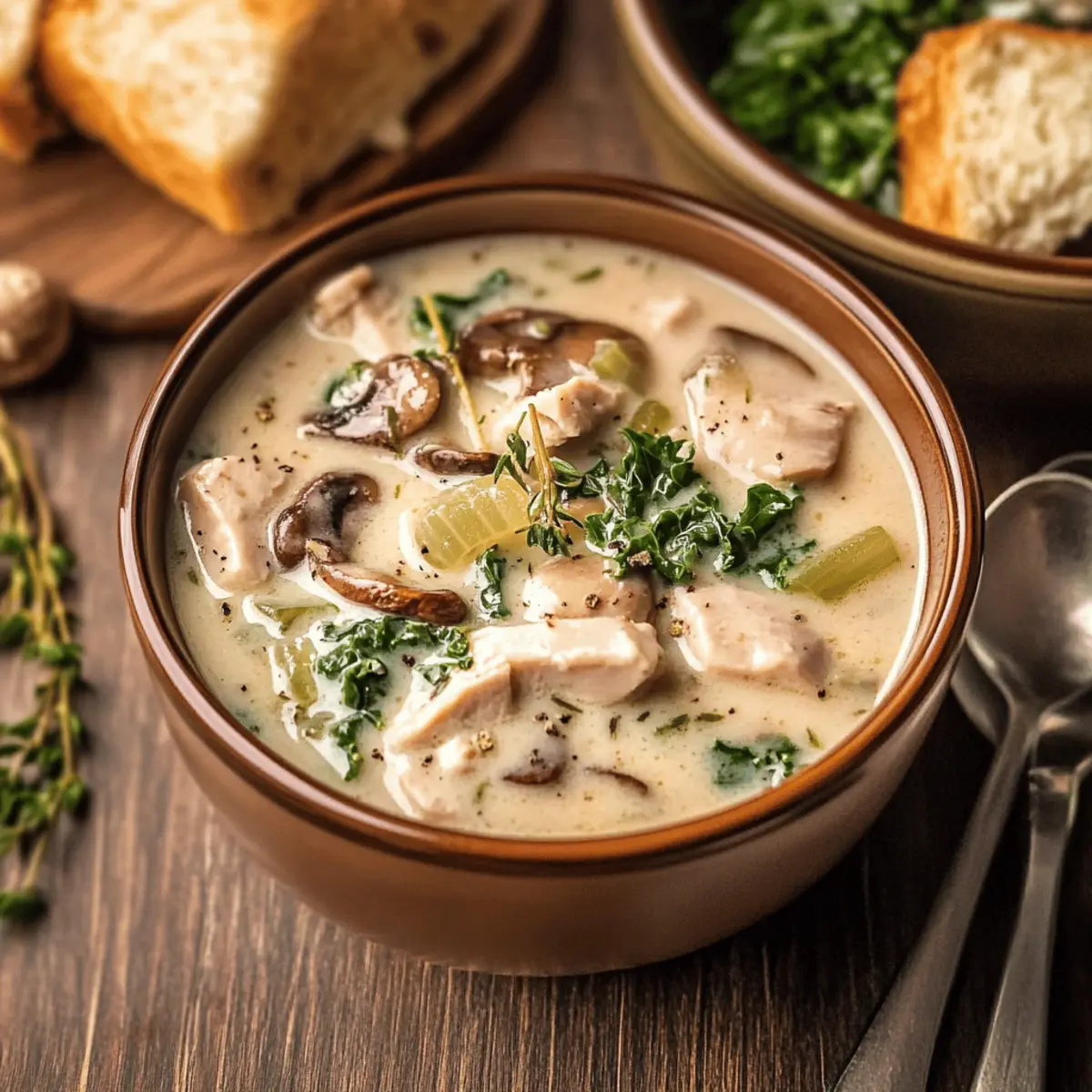 Creamy Mushroom Kale Turkey Soup