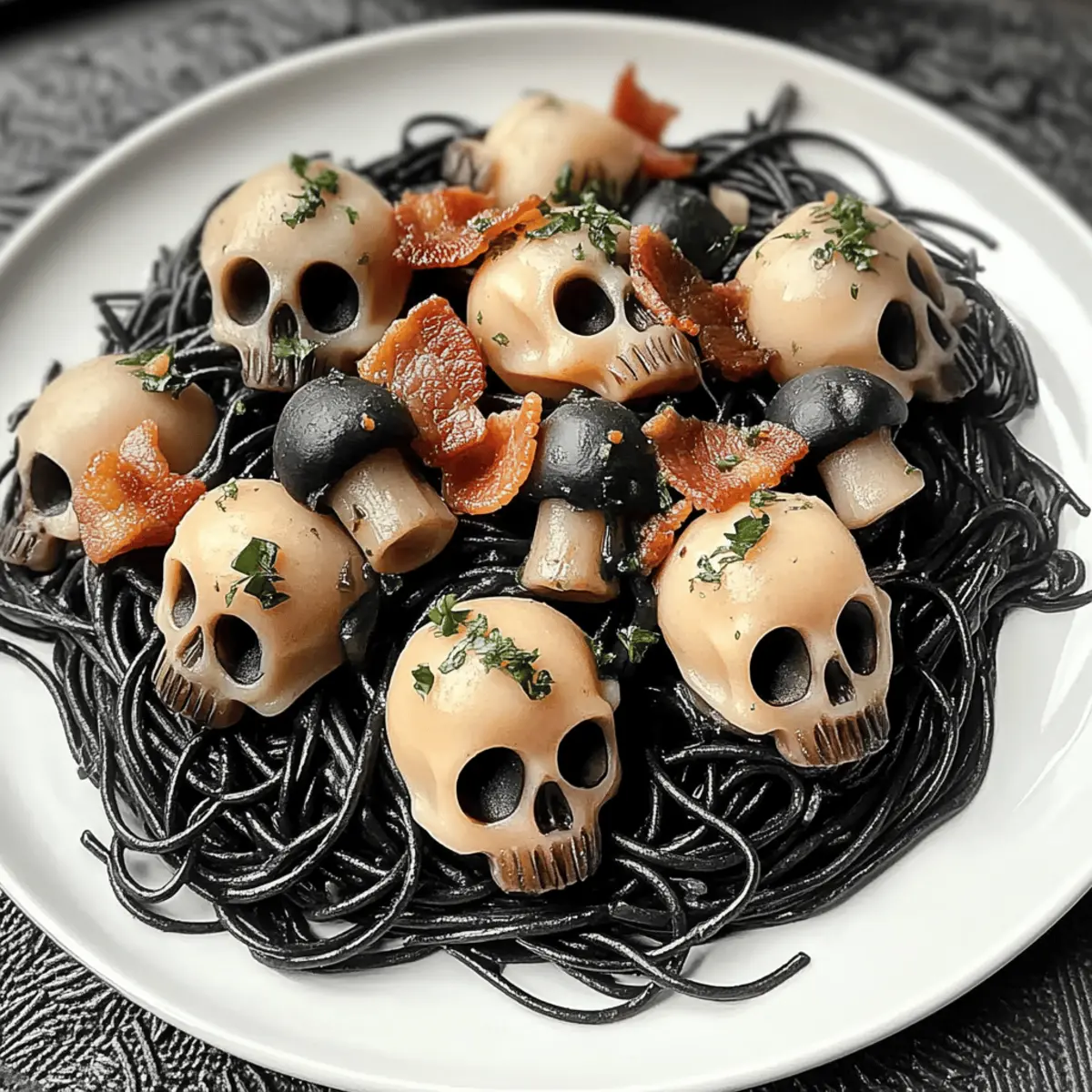 Mushroom Skulls Spooky Pasta