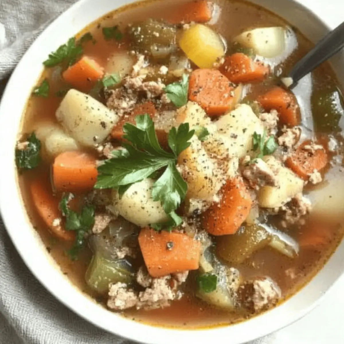 Slow Cooker Ground Turkey Vegetable Soup