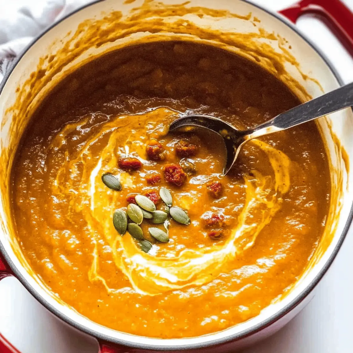Spicy chorizo pumpkin soup