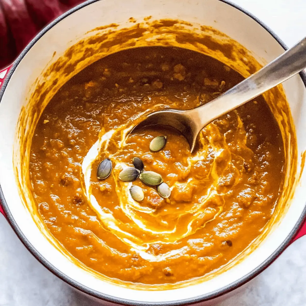 Spicy chorizo pumpkin soup