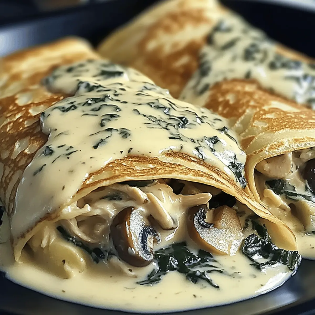 Spinach Mushroom Chicken Crepes