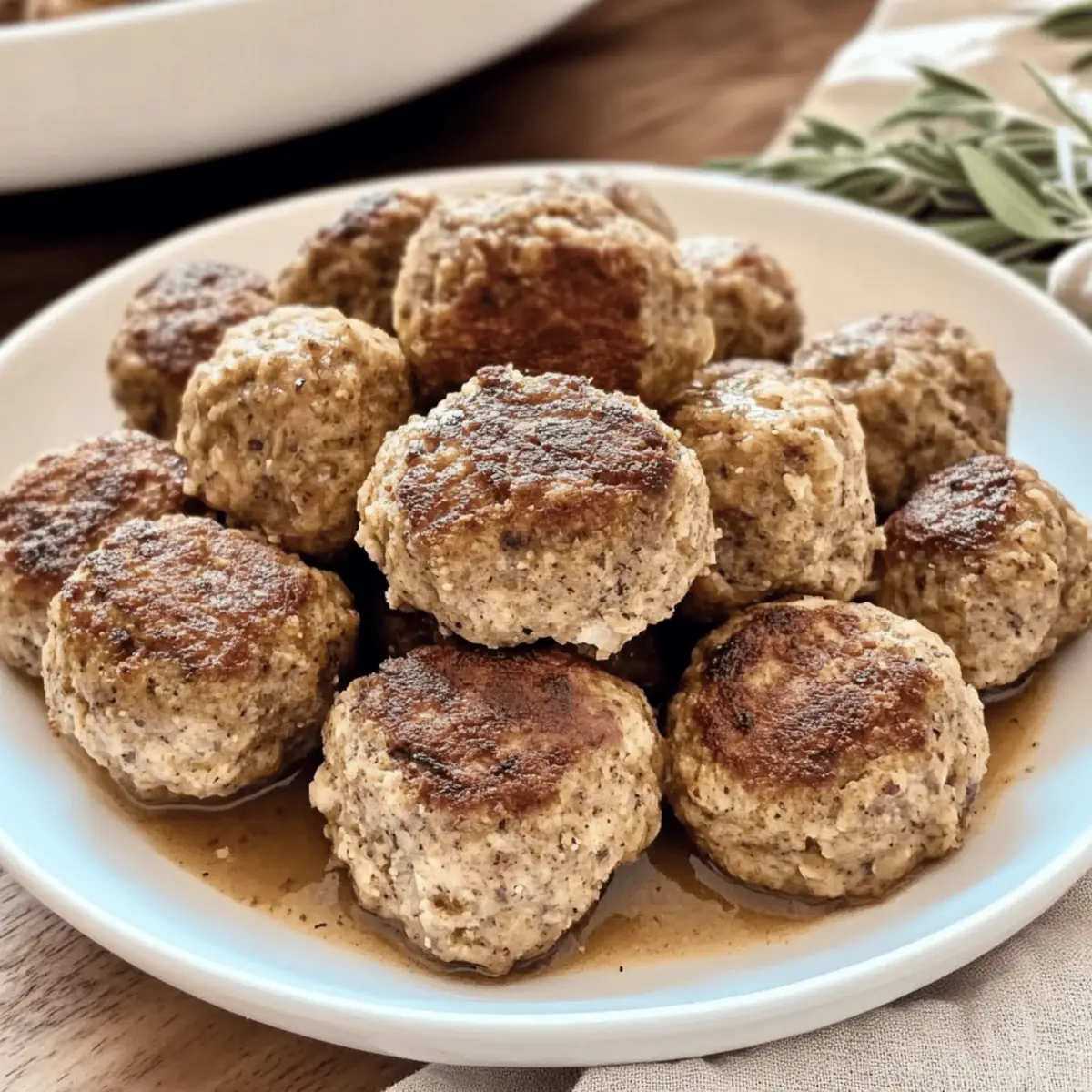 Turkey and Stuffing Meatballs With Gravy