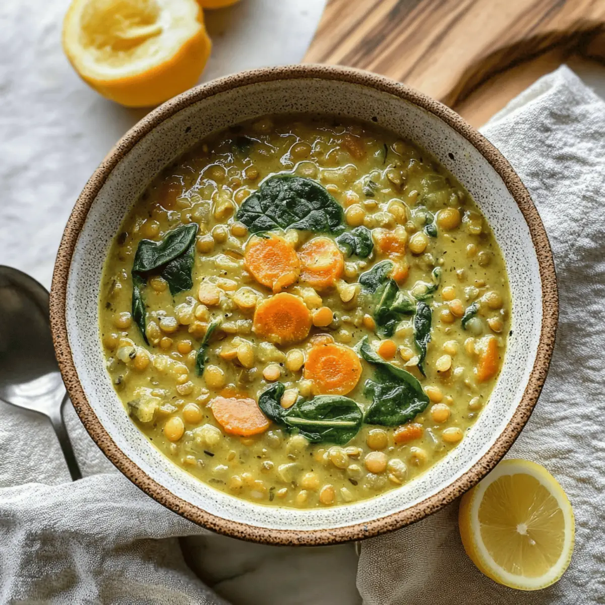 Vegan Lemon Lentil Soup with Turmeric