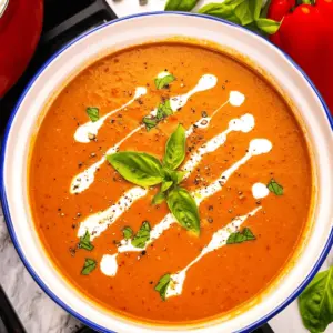 Creamy Tomato Bisque with Roasted Bell Peppers