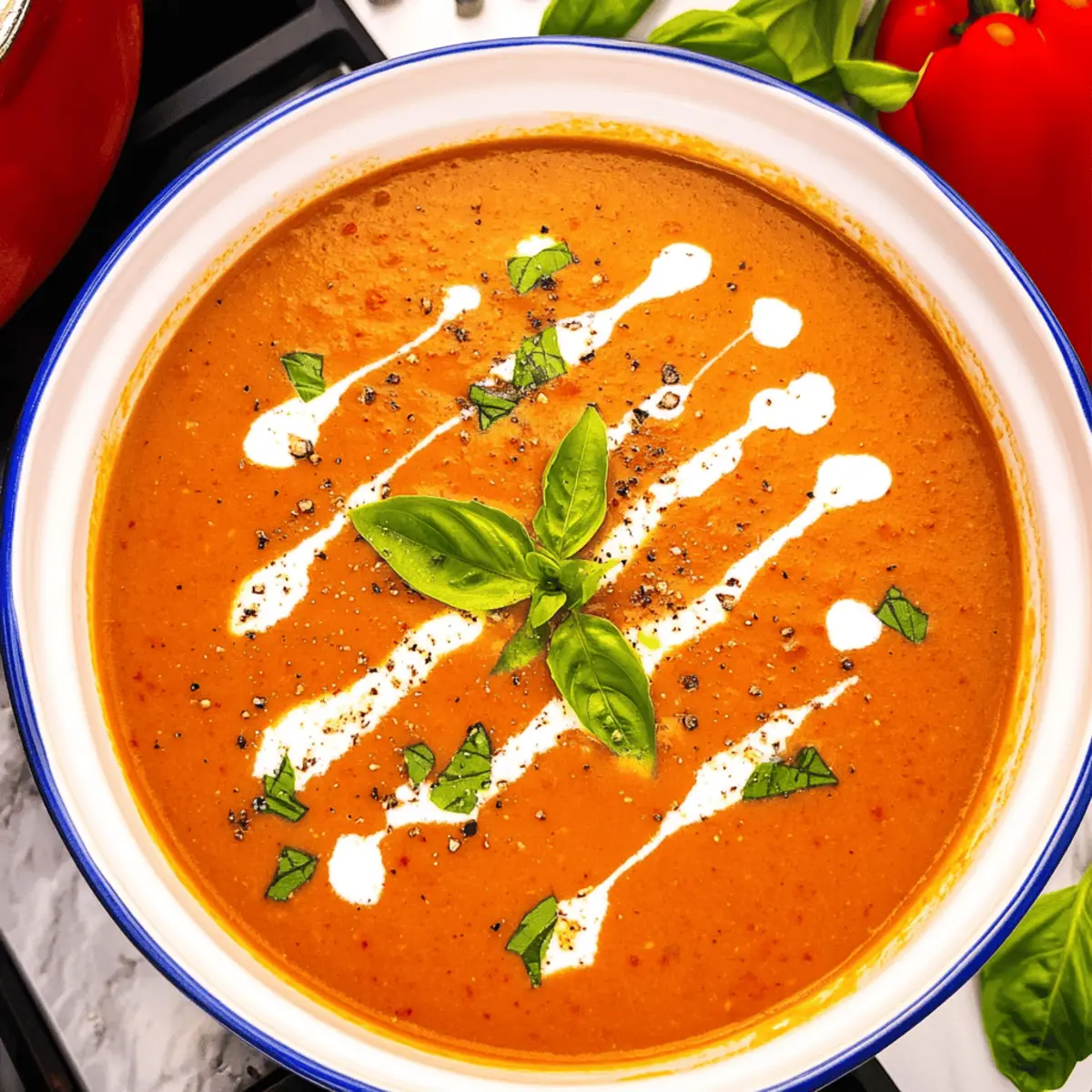 Creamy Tomato Bisque with Roasted Bell Peppers