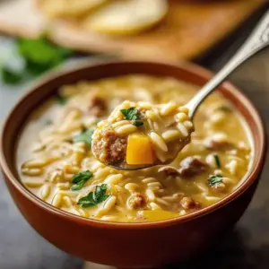 Savory Orzo Stuffed Banana Peppers Soup