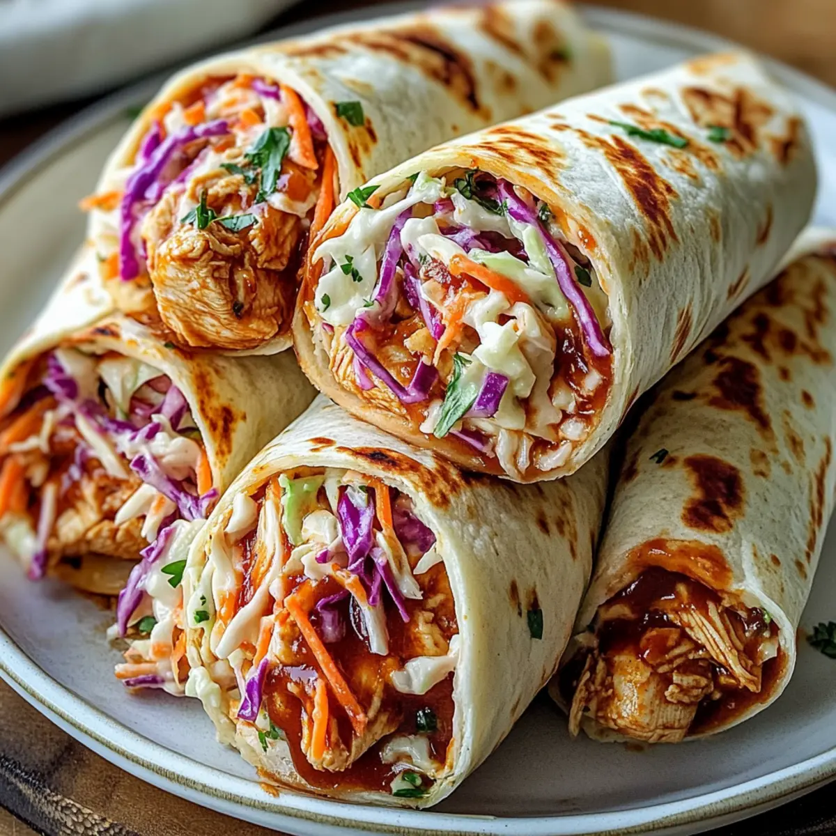 BBQ Chicken Coleslaw Wraps