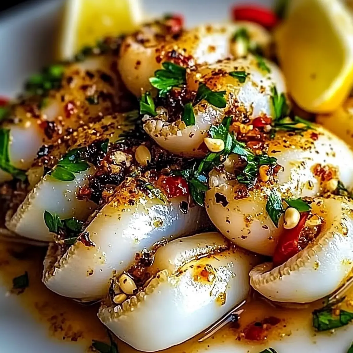 Tasty Grilled Squid with Garlic and Chili