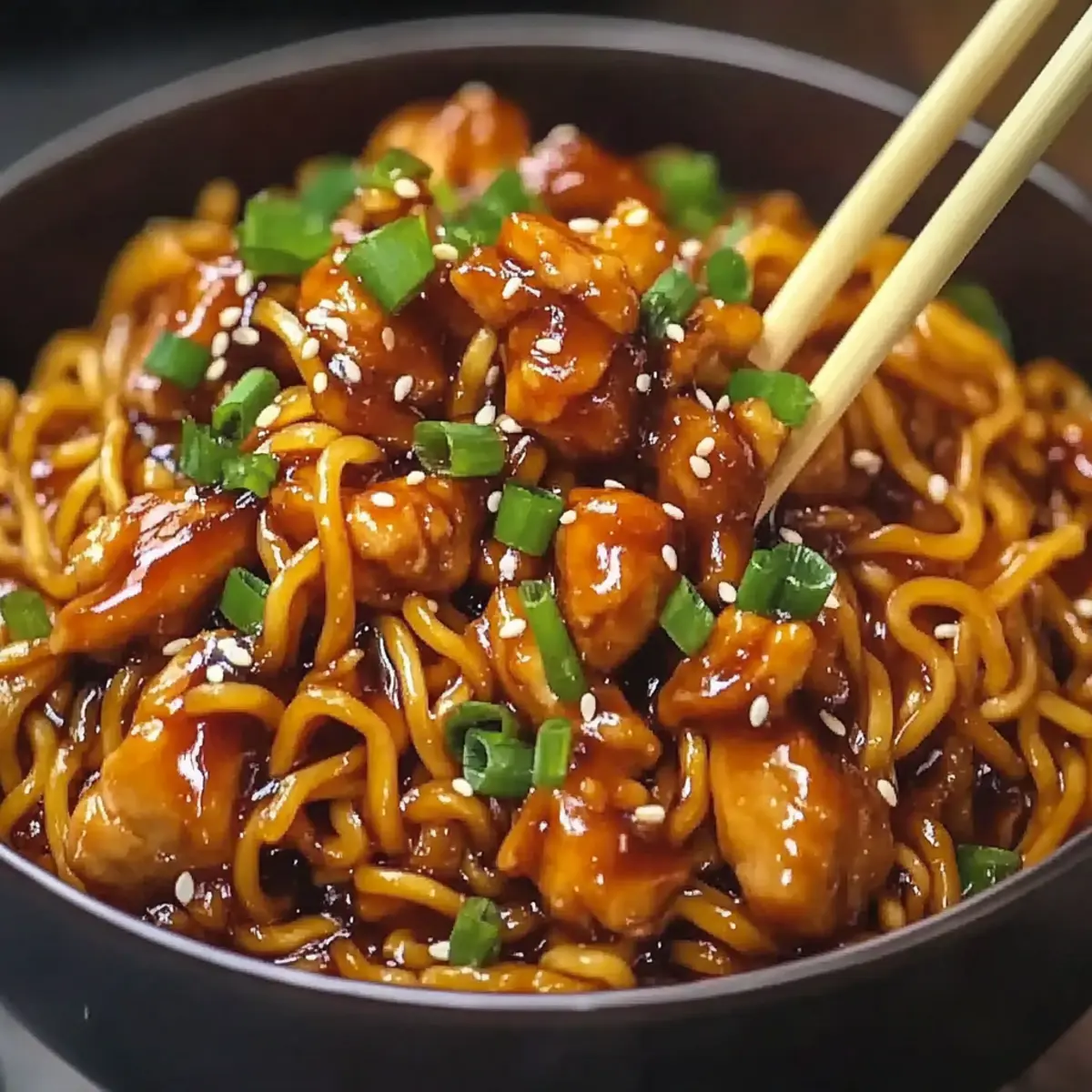 Sticky Garlic Chicken Noodles
