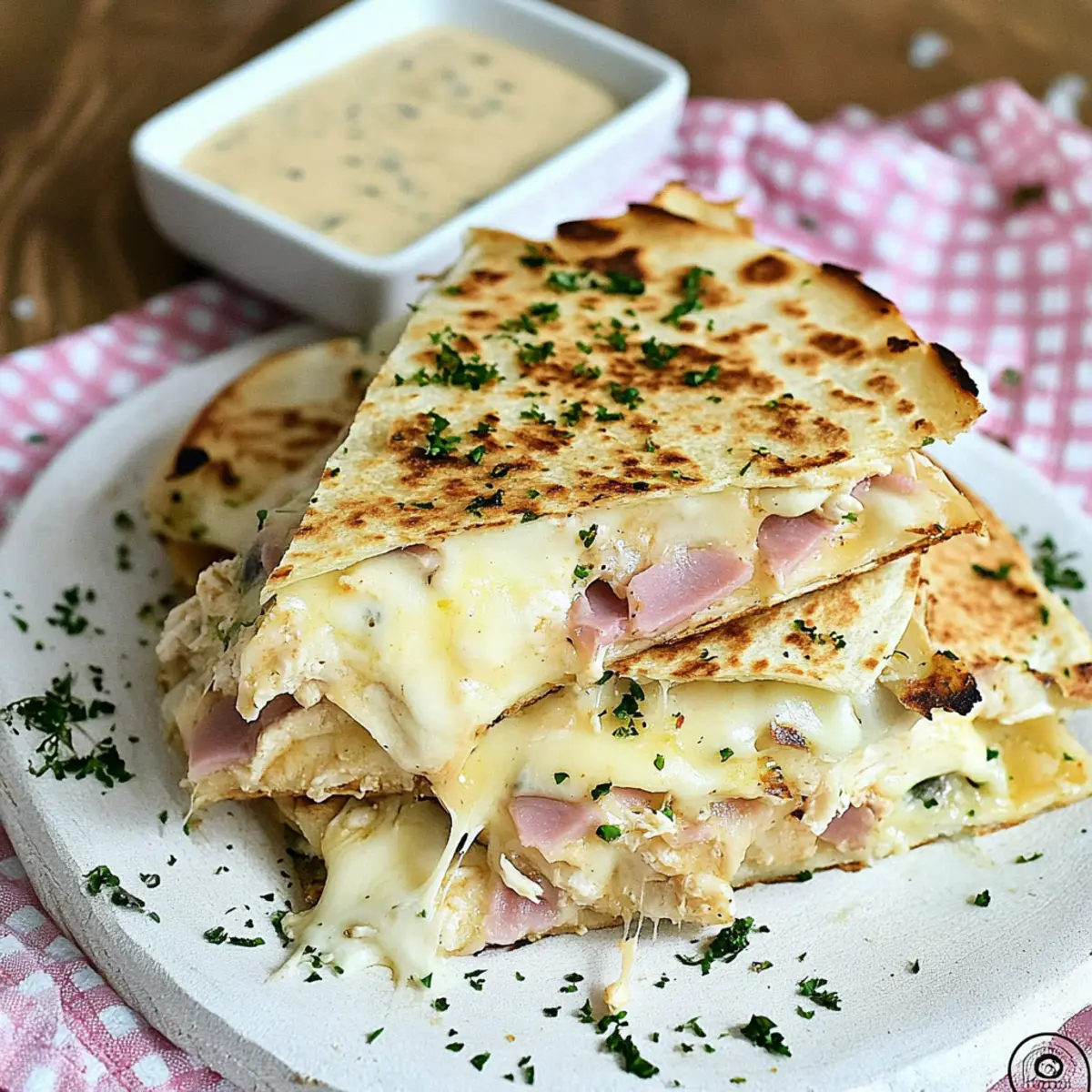 Chicken Cordon Bleu Quesadillas