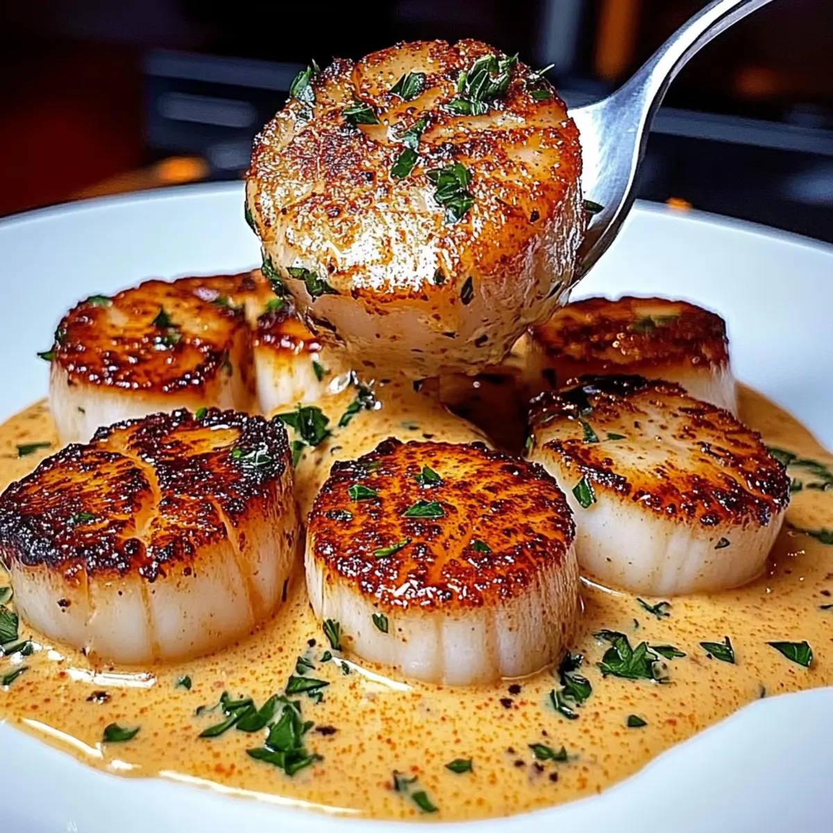 Seared Scallops with Spicy Cajun Cream Sauce
