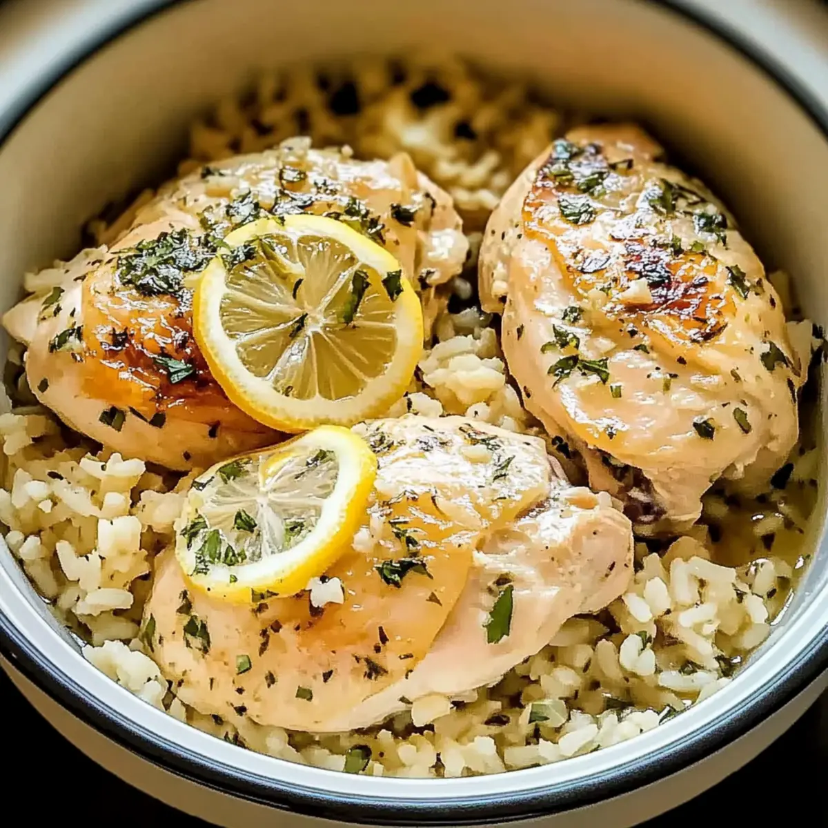 Slow Cooker Lemon Herb Chicken and Rice