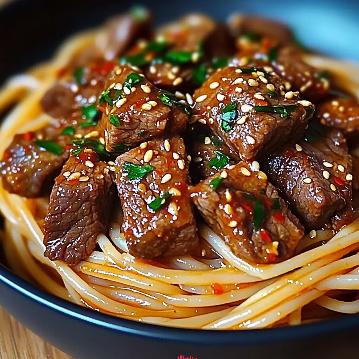 Sweet and Spicy Garlic Steak Pasta