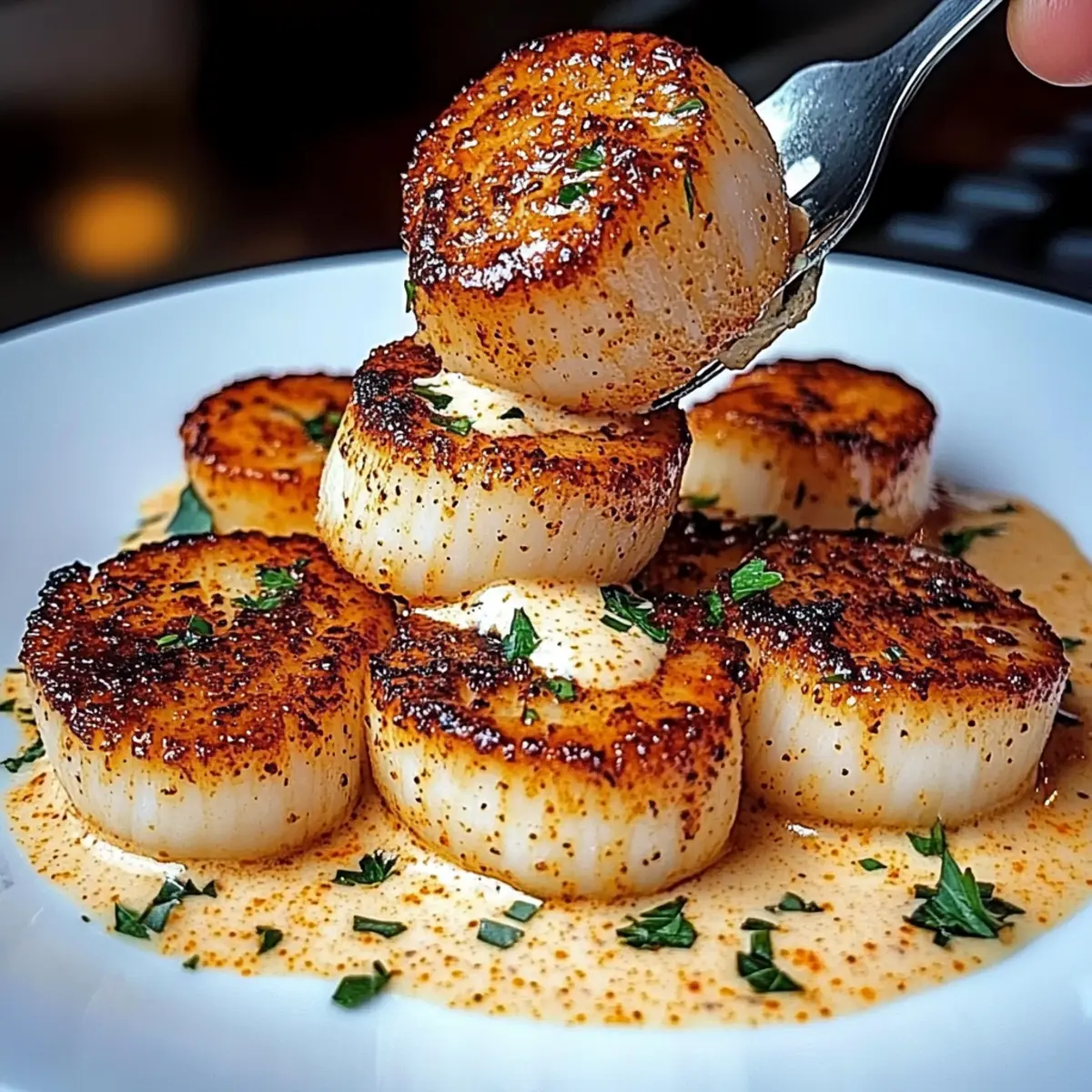 Seared Scallops with Spicy Cajun Cream Sauce
