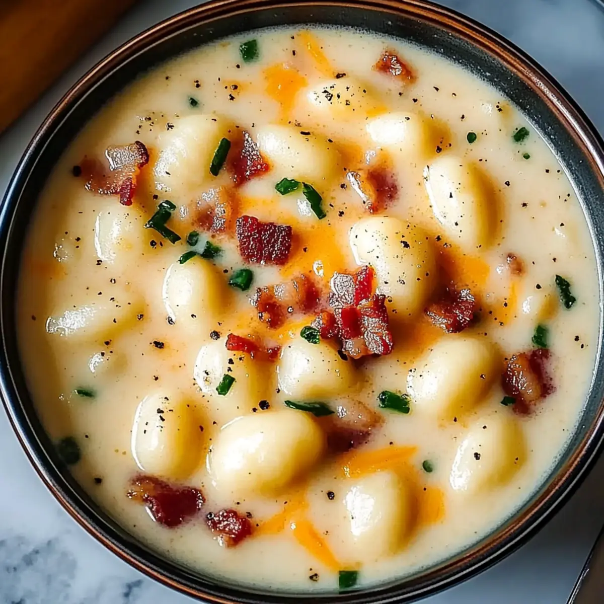 Bacon Cheddar Gnocchi Soup.