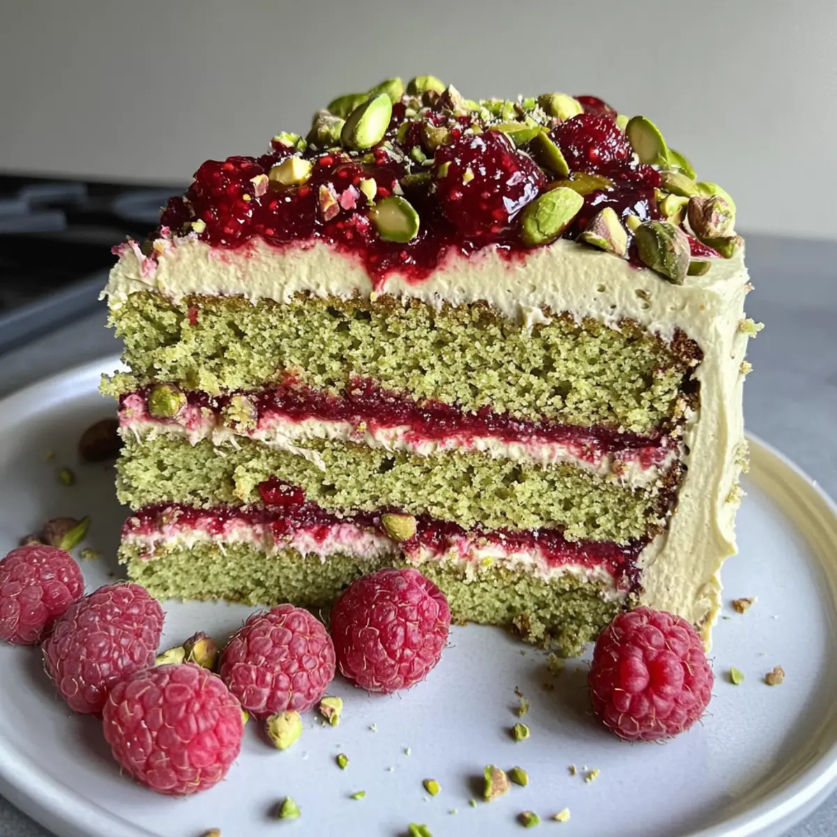 Pistachio Raspberry Cake