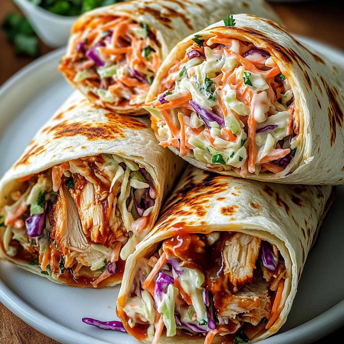 BBQ Chicken Coleslaw Wraps