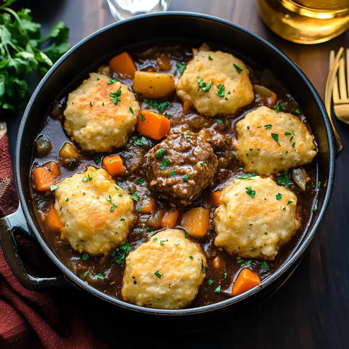 Guinness Beef Stew with Cheddar Herb Dumplings