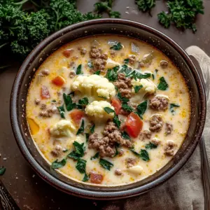 Keto Cauliflower & Hamburger Soup