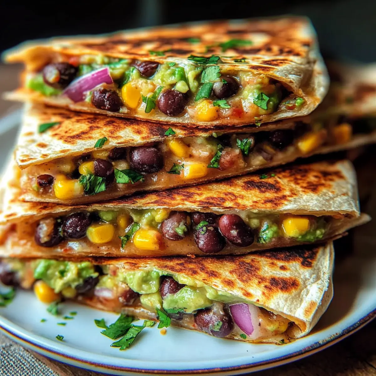 Vegan Quesadillas with Black Beans and Avocado