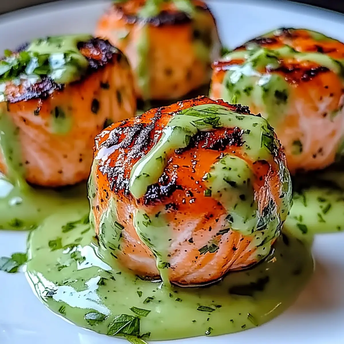 Salmon Balls with Creamy Avocado Sauce