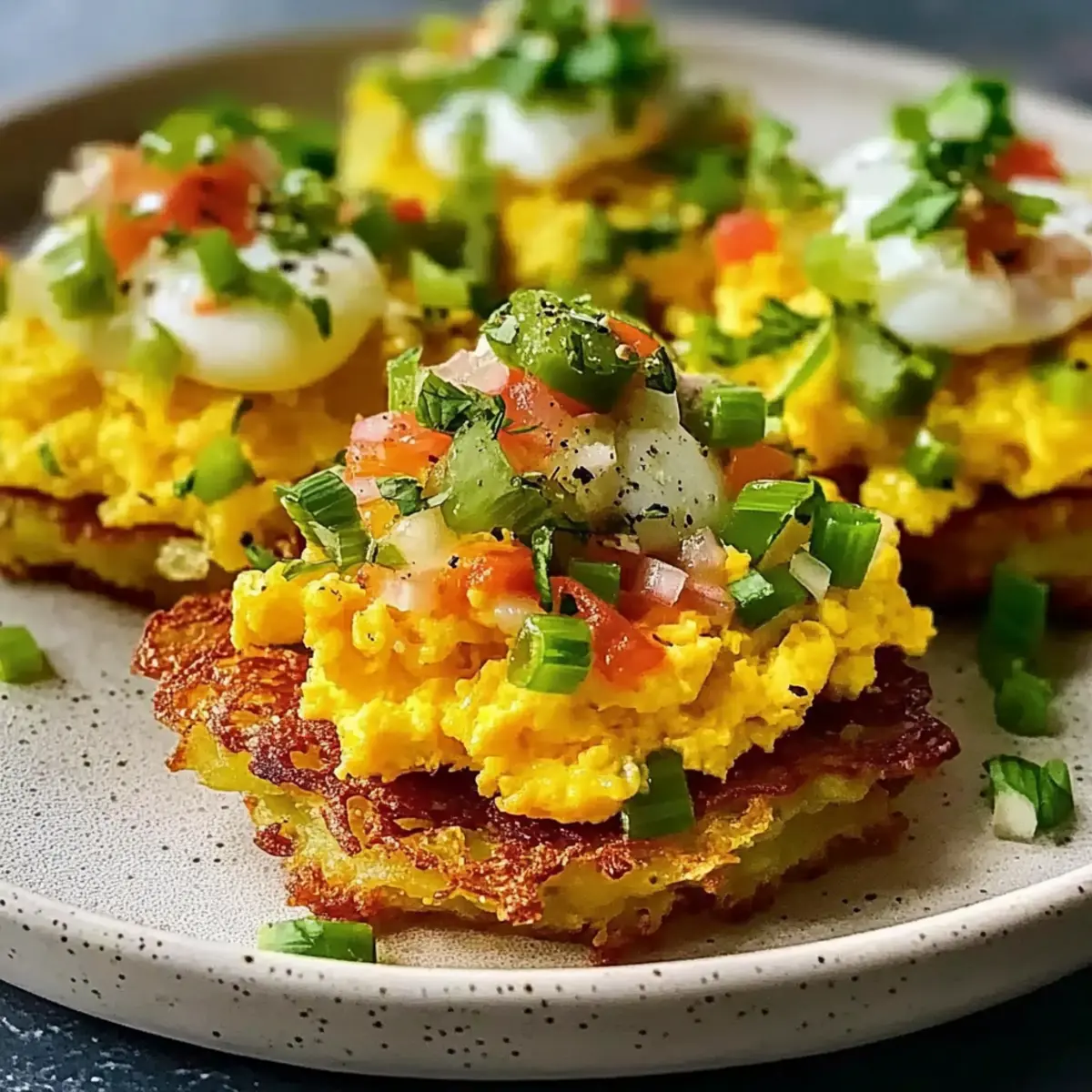Loaded Hash Browns with Scrambled Eggs