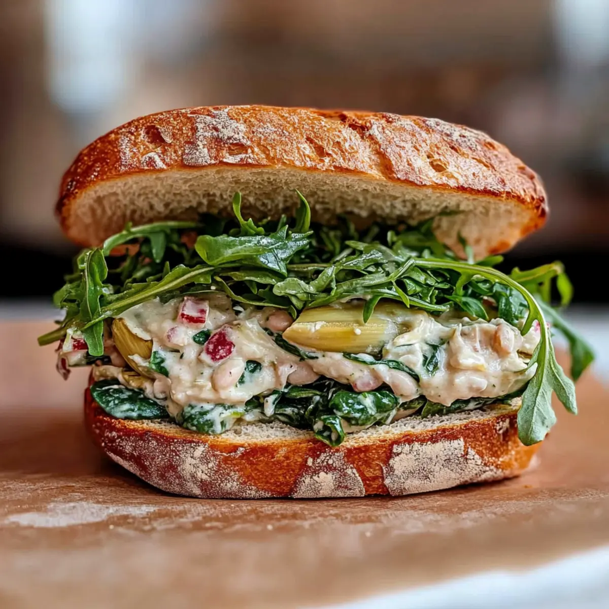 Spinach Artichoke White Bean Sandwich