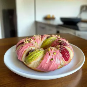 Raspberry Pistachio Sourdough Bagels